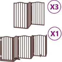 vidaXL 15-tlg. Hundetor mit Tür Faltbar Braun 750 cm Pappelholz