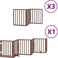 vidaXL 15-tlg. Hundetor mit Tür Faltbar Braun 750 cm Pappelholz