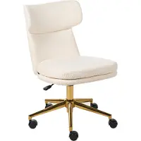 Beliani Bürostuhl Cremeweiß Bouclé Höhenverstellbar Drehbar Bremsbare Rollen ohne Armlehnen mit Wippfunktion Modern Drehstuhl Büro Arbeitszimmer