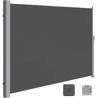 Songmics Seitenmarkise, ausziehbar, 180 x 450 cm, aus 220 g/m² Polyester, Sichtschutz, Sonnenschutz, blickdicht, Seitenrollo, für Balkon, Terrasse, Garten, anthrazit GSA589G01