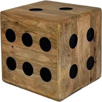 FineBuy Würfelhocker Sitzwürfel Mango Massivholz 41 cm Holzwürfel Beistelltisch
