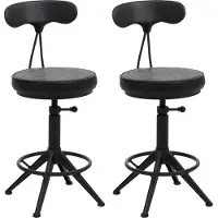 Mendler 2er-Set Barhocker MCW-O84, Barstuhl Drehhocker Industrial höhenverstellbar, Kunstleder Metall schwarz