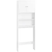 SoBuy Waschmaschinenschrank Badschrank Hochregal Badezimmer Schrank mit Fächern 3-stufig höhenverstellbar für Stauraum über WC Waschmaschine BZR165-W