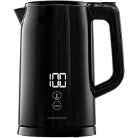 Kitchenbrothers - Wasserkocher - Mit Temperaturregelung - Elektrisch - Kalkfilter - Warmhaltefunktion - Display - 1,7L - 2200W - Schwarz