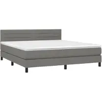 Syfax Boxspringbett mit Matratze Dunkelgrau 160x200 cm Stoff