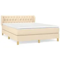 Syfax Boxspringbett mit Matratze Creme 140x190 cm Stoff