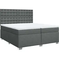Syfax Boxspringbett mit Matratze Dunkelgrau 200x200 cm Stoff