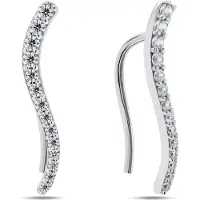 Brilio Silver Dazzling longitudinal earrings made of EA289W silver