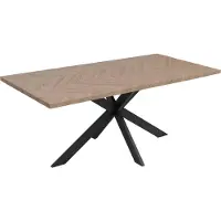 Mendler Esszimmertisch MCW-O55, Küchentisch Tisch Esstisch, Industrial MDF Metall 180cm helle Eiche-Optik