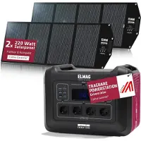 Elmag Tragbares Solargenerator-Set ENERGY 2400 + SOLAR 220 DUO