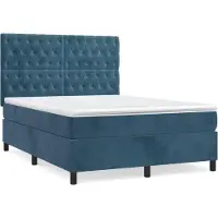 Syfax Boxspringbett mit Matratze Dunkelblau 140x190 cm Samt