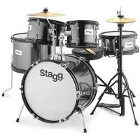 Stagg 5pc 16 Junior Drum Kit mit Hardware und Drummer-Sitz schwarz