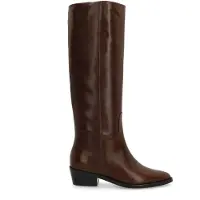 Manfield Dunkelbraune Lederstiefel | Größe 39