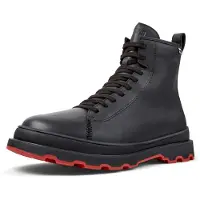 Camper Stiefelette MID Cut aus schwarzem Leder mit Schnürung und Reißverschluss