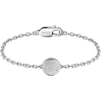 BOSS Silberfarbenes Armband mit Double-B-Monogramm-Medaillon Grösse M