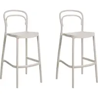 Beliani Garten Barstühle 2er Set Beige Kunststoff Wetterfest Indoor Outdoor Modernes Design Minimalistischer Stil Barhocker