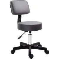 HOMCOM ROLLHOCKER Höhenverstellbarer Arbeitshocker mit Lehne, Grau Ø35 x 72-84 cm
