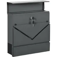 HOMCOM Briefkasten Verzinkter Stahl 37L x 10,5B x 37H cm Dunkelgrau