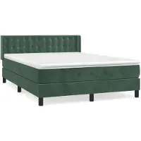 Syfax Boxspringbett mit Matratze Dunkelgrün 140x200 cm Samt