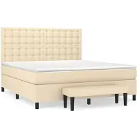 Syfax Boxspringbett mit Matratze Creme 180x200 cm Stoff