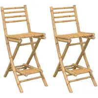 vidaXL Outdoor-Barhocker mit Fußstützen 2 Stk. Klappbar Bambus