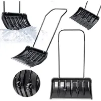 Kadax Schneeschaufeln "Cances", breite Schneeschieber mit Rädern, Schaufel mit Metallgriff, Schwarz