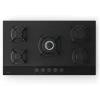 Klarstein Velaire Gaskochfeld, 90 cm, 5-Brenner, 10400 W, Glas, Flüssiggas & Erdgas, Elektrische Zündung, Flammenausfallschutz, Gasherd, inkl. Umrüstsatz & Schlauchset