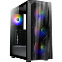 Azza Boitier Moyen Tour ATX Source RGB avec panneau vitré (Noir)