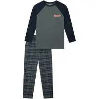 Schiesser Pyjama Jungen Baumwolle grün bedruckt, 140 810701-0001-01400