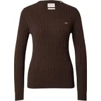 Gant für Damen. 4800100 Rundhalspullover mit Zopfmuster aus elastischer Baumwolle in Braun (L), Lässig, Klassisch, Langarm