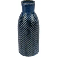 Décoris Porzellanvase in Flaschenform mit Strukturoberfläche 26,5x10,5cm Flaschenvase Tischvase Porzellan Blumenvase Tischdeko Geschenk Dekovase Blau