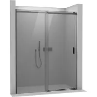 Bernstein Nischendusche mit Schiebetür NT806 FLEX Nano Graues Glas Schwarz Matt 6mm 130cm