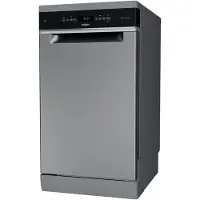 Whirlpool WH6FB10BS7A0X, Freistehend, Single (45 cm breit), Edelstahl, Schwarz, Tasten, 1,3 m