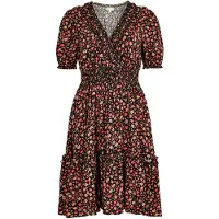 Apricot Minikleid "Mini-Kleid" mit Smokdetails und Blumenmuster