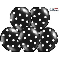 Party Deco Balloons 30cm, Dots, Pastel Black (1 pkt / 6 pc.)