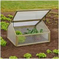 HTI Frühbeet aus Holz und Polycarbonat Ideales Mini-Gewächshaus