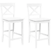 vidaXL Barhocker 2 Stk. Weiß Massivholz Gummibaum