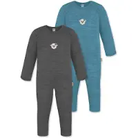 Normani Outdoor Sports 2er Pack Baby Merino Strampler Waverly in Blau/Anthrazit | Gr.: 62