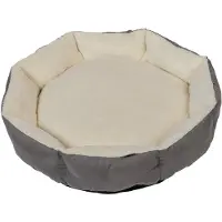 OEM Hundebett, Maß M, 62 x 60 x 16 cm, Wellenförmiges Hundebett mit Fellbesatz, Maschinell waschbar