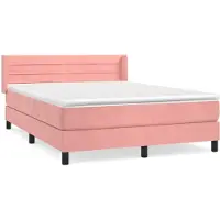 Syfax Boxspringbett mit Matratze Rosa 140x190 cm Samt