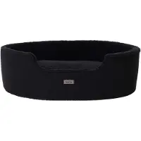 OEM Hundebett mit umschaltbarem Kissen und waschbarer Decke, feste Hundebox mit Antislip-Füßen, 92x72 cm, schwarz