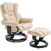 EStore Relaxsessel mit Hocker-80L x 79B x 100H cm-Cremeweiß | Gr.: onesize