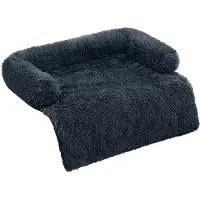 OEM XL-Größe, Donkergrau, Plüsch-Hundebett, Hundedecke, Hundebankschutz, Hundekissen, für mittelgroße und große Hunde, 110 x 95 x 18 cm