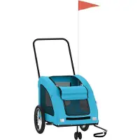 vidaXL Fahrradanhänger Hunde Blau Oxford-Gewebe und Eisen