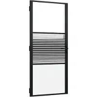 vidaXL Glastür Gestreift Schwarz 93 x 3,5 x 201,5 cm Aluminium