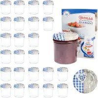 MamboCat 25 Sturzgläser 350 ml Deckel Herz Holz blaukariert Einmachglas Einweckglas Glas