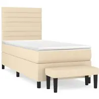 Syfax Boxspringbett mit Matratze Creme 90x190 cm Stoff