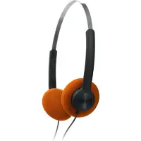 Muse , Kabelgebundener Kopfhörer 3.5mm Klinke mit verstellbarem Bügel und USB-C Adapter, Schwarz / Orange