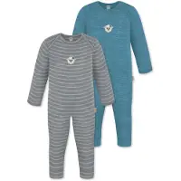 Normani Outdoor Sports 2er Pack Baby Merino Strampler Waverly in Grau/Blau | Gr.: 80