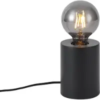 QAZQA Moderne Tischleuchte schwarz 13cm - Zylinder